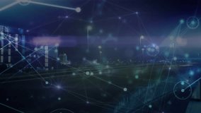 Animation of network of connections against night city traffic. Global networking and business technology concept - Powered by Shutterstock - Get 15% off with code: PIKWIZARD15