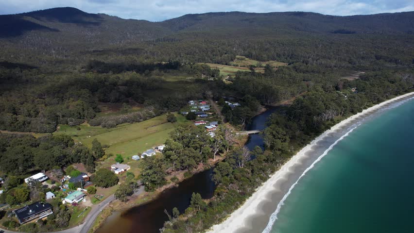 Aerial Shot Of Adventure Bay Beach In Tasmania, Australia