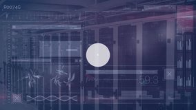 Animation of network of profile icons over interface with data processing against server room. Global networking and business data storage technology concept - Powered by Shutterstock - Get 15% off with code: PIKWIZARD15