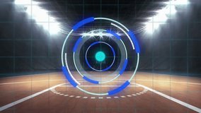 Animation of data processing and 6g text over sports stadium. Global sport and digital interface concept digitally generated video. - Powered by Shutterstock - Get 15% off with code: PIKWIZARD15