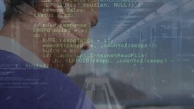 Animation of data processing over caucasian man using a smartphone against computer server room. Global networking and business data storage technology concept - Powered by Shutterstock - Get 15% off with code: PIKWIZARD15