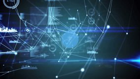 Animation of network of digital icons and data processing over blue light trails on green background. Global networking and business technology concept - Powered by Shutterstock - Get 15% off with code: PIKWIZARD15