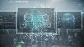 Animation of data processing on screens over cityscape. global connections, business, digital interface, technology and networking concept digitally generated video. - Powered by Shutterstock - Get 15% off with code: PIKWIZARD15