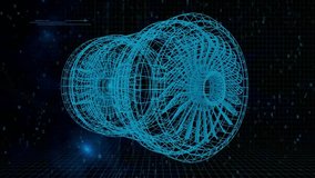 Animation of rotating turbine and data processing over black background. data processing, technology, design and digital interface concept digitally generated video. - Powered by Shutterstock - Get 15% off with code: PIKWIZARD15