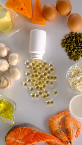 Foods containing vitamin D and omega 3. Selective focus. Food.