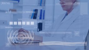 Animation of diverse data processing and circle over screens. Global medicine healthcare and data processing concept digitally generated video. - Powered by Shutterstock - Get 15% off with code: PIKWIZARD15