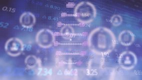 The online community has a background in blue, representing global finance, economy, data processing, and technology. The video features animation of graphs, numbers, and financial data on a digital - Powered by Shutterstock - Get 15% off with code: PIKWIZARD15