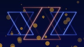 Animation of you win text banner and yellow spots over neon geometric shapes on blue background. Video game interface and technology concept - Powered by Shutterstock - Get 15% off with code: PIKWIZARD15