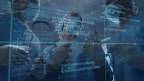 Animation of data processing over diverse surgeons. Global medicine, business, connections, computing and data processing concept digitally generated video. - Powered by Shutterstock - Get 15% off with code: PIKWIZARD15