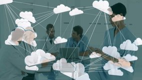 Collaborating in healthcare, professionals using cloud computing with animation overlay. collaboration, technology, innovation, teamwork, digital, network - Powered by Shutterstock - Get 15% off with code: PIKWIZARD15