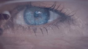 Eye wearing AR glasses projecting overlays on HUD activation, sliding numeric readouts for analysis. Augmentedreality, futurism, data visualization, wearabletechnology, innovation, digitalinterface, - Powered by Shutterstock - Get 15% off with code: PIKWIZARD15