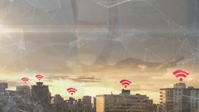 Animation of social media icons and connections over cityscape. global social media, business, digital interface and data processing concept digitally generated video. - Powered by Shutterstock - Get 15% off with code: PIKWIZARD15