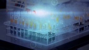 Animation of network of connections over hands of female lab worker. medicine, science and technology concept digitally generated video. - Powered by Shutterstock - Get 15% off with code: PIKWIZARD15