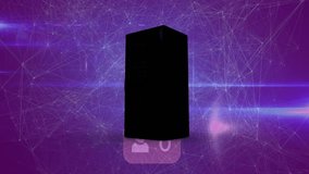 Animation of server over network of connections with icons. Global technology, connections and digital interface concept digitally generated video. - Powered by Shutterstock - Get 15% off with code: PIKWIZARD15