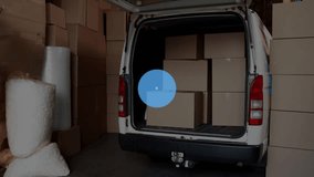 Animation of network of connections over warehouse worker. Global connections digital interface technology and networking concept digitally generated video. - Powered by Shutterstock - Get 15% off with code: PIKWIZARD15