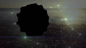 Animation of game pad, black shape and waves over seascape. Network, communication, data processing and technology concept digitally generated video. - Powered by Shutterstock - Get 15% off with code: PIKWIZARD15