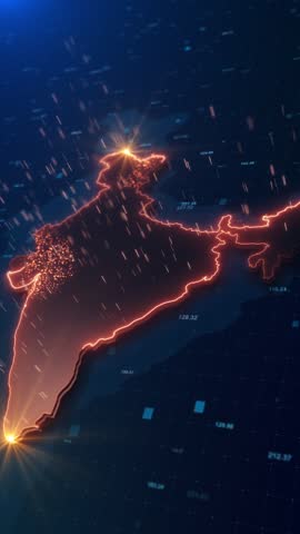 Glowing Board Map Of A Country, Abstract Digital Technology Concept, India Map States 15th August Happy Independence Day 26 january republic day of India, tricolour Digital Circuit technology india