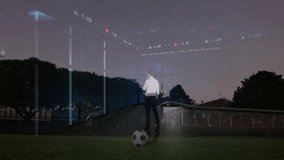 Playing soccer, children with animation of financial data charts in school setting. Sports, teamwork, education, analytics, growth, learning - Powered by Shutterstock - Get 15% off with code: PIKWIZARD15