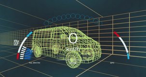 Displaying vehicle speed and temperature, digital dashboard in futuristic animation design. technology, interface, automotive, innovation, modern - Powered by Shutterstock - Get 15% off with code: PIKWIZARD15