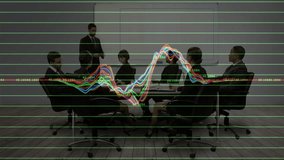 Business presenter sketching brand icons showing identity as waveform pulsing and team taking notes. Corporate, collaboration, digital, presentation, innovation, analytics, professional - Powered by Shutterstock - Get 15% off with code: PIKWIZARD15