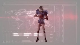 Football player rotating ball while scanning under intensifying red UI overlay for sports analysis. Athlete, sports, technology, data, analysis, digital, performance - Powered by Shutterstock - Get 15% off with code: PIKWIZARD15