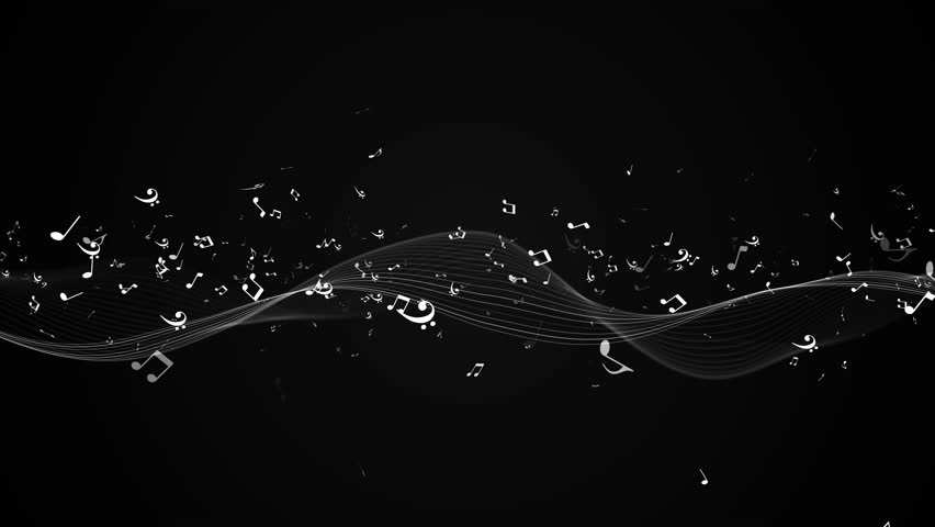 Elegant music notes concert event particle dust. notes animation background for music production lyric song from artists, concept writing music, background for related content 3D 4K