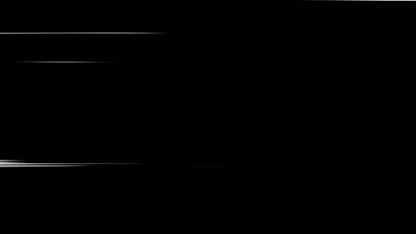 Horizontal white anime-style speed lines streak across the screen, a perfect luma matte for adding speed, motion, or a retro sci-fi flair