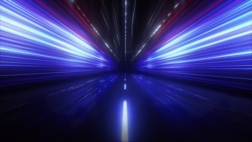 Straight Road Neon Light Highway Loop Background 