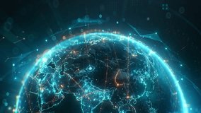 Futuristic digital Earth globe with glowing global network connection lines, big data transfer and cyber security technology over Europe map, 3D render concept of worldwide connectivity and globalization. - Powered by Shutterstock - Get 15% off with code: PIKWIZARD15