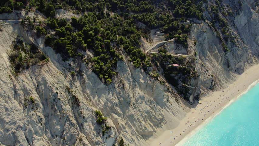 Aerial view of beach at Lefkada Island, Greece.