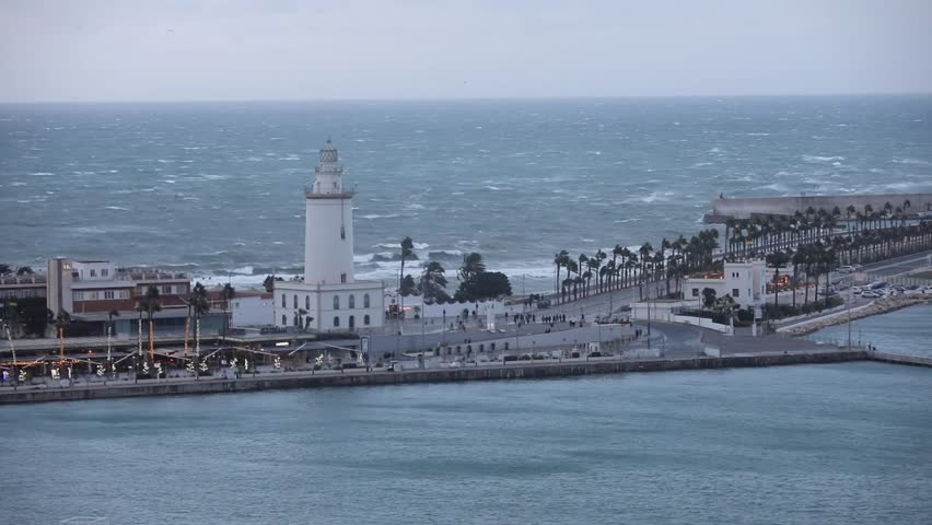 The lighthouse on the port of Málaga in southern Spain