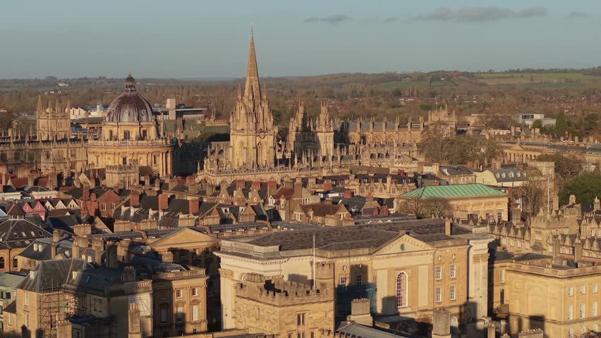 Historic university architecture filling the skyline of Oxford, United Kingdom