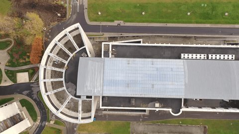Drone Sliding Sideways above Mgimo University Top