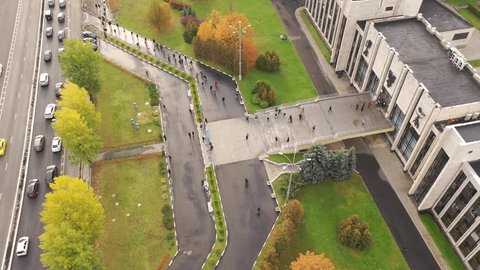 Drone Lowering above Mgimo University Entrance Area