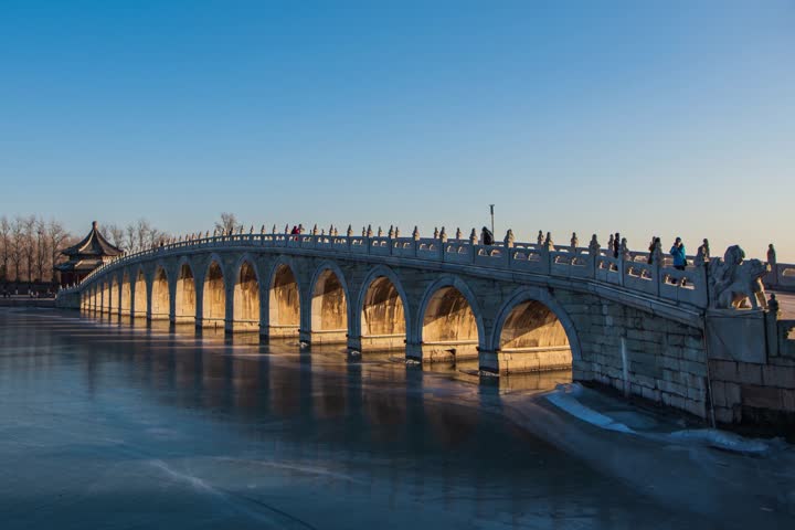 Explore the timeless elegance of the Summer Palace, a UNESCO gem in Beijing. This video captures classical Chinese garden art—from the shimmering expanse of Kunming Lake reflecting the Longevity Hill to the intricate architecture of pavilions and bridges. Watch traditional boats glide on tranquil waters as the famed Marble Boat stands anchored, framed by weeping willows under the changing sky.