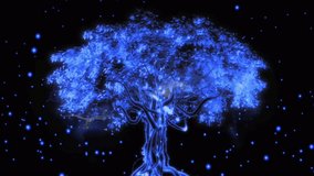 Magical Neon Blue Tree with Glowing Butterflies and Sparkling Particles Abstract Fantasy Nature Background Cinematic Motion Graphics for Meditation and Creative Projects - Powered by Shutterstock - Get 15% off with code: PIKWIZARD15