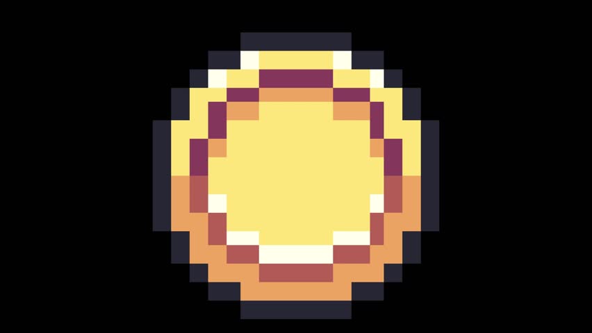 pixel art rotating gold coin looping animation, perfect for your game projects.