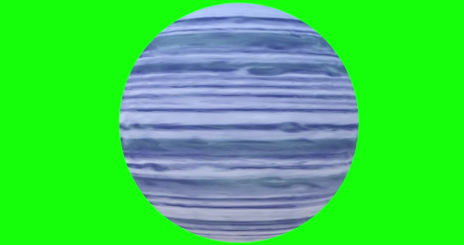 Fictional gas giant planet rotating 360 degrees footage with green screen. 3D FX animation.