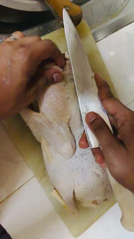 The skin of duck is been removing beautifully and in a professional way.
