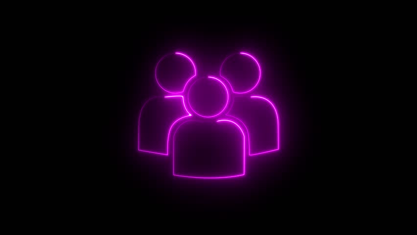 Group people man icon glowing animation. Saber animation video on a black background.