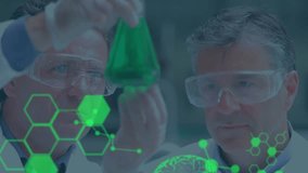 Animation of scientific data processing and human brains over caucasian male scientists. global science, research and data processing concept digitally generated video. - Powered by Shutterstock - Get 15% off with code: PIKWIZARD15