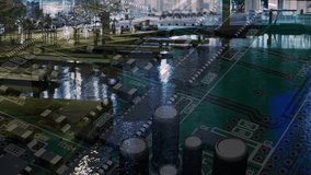 Animation of digital city model over cityscape. global technology, data processing and digital interface concept digitally generated video. - Powered by Shutterstock - Get 15% off with code: PIKWIZARD15