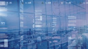 Animation of financial data processing over business people walking. Global technology data processing and digital interface concept digitally generated video. - Powered by Shutterstock - Get 15% off with code: PIKWIZARD15