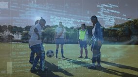 Animation of data processing over diverse female soccer players. Global sport and digital interface concept digitally generated video. - Powered by Shutterstock - Get 15% off with code: PIKWIZARD15