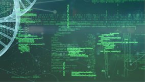 Animation of dna structure and data processing over network of connections on green background. Medical research and business networking technology concept - Powered by Shutterstock - Get 15% off with code: PIKWIZARD15