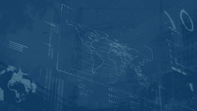 Animation of clock moving over snow falling over office over office in background. Global connections digital interface and data processing concept digitally generated video. - Powered by Shutterstock - Get 15% off with code: PIKWIZARD15