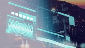 Animation of interface with data processing over aerial view of night cityscape. Computer interface and business technology concept - Powered by Shutterstock - Get 15% off with code: PIKWIZARD15