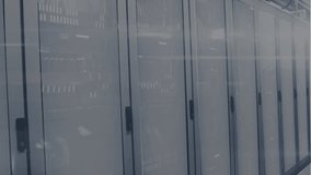 Animation of data processing over server room. Global technology, computing and digital interface concept digitally generated video. - Powered by Shutterstock - Get 15% off with code: PIKWIZARD15