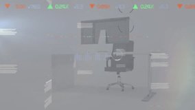 Animation of financial data processing over office desk. Global business, finances and digital interface concept digitally generated video. - Powered by Shutterstock - Get 15% off with code: PIKWIZARD15