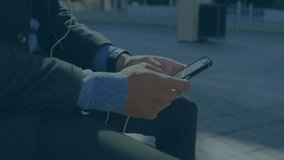 Animation of statistical data processing over mid section of a businessman using smartphone outdoors. Business data technology concept - Powered by Shutterstock - Get 15% off with code: PIKWIZARD15